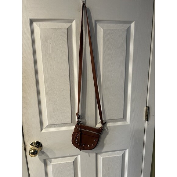 American Rag Studded Crossbody Brown Adjustable Strap Purse 4 Pockets Y2K - Picture 8 of 10